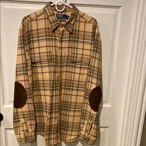 Polo by Ralph Lauren Tan and Brown Casual Button Down Shirt